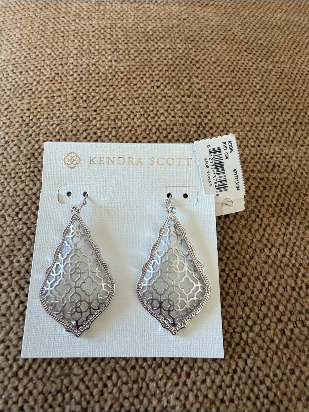 Kendra Scott Silver Openwork Teardrop Dangle Earrings